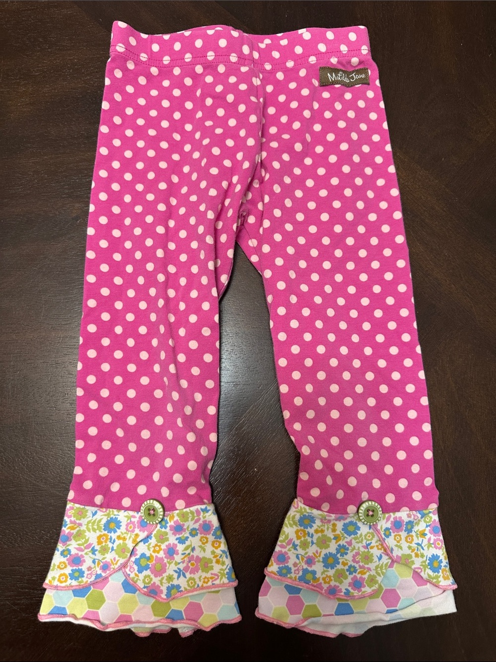 Matilda Jane Pink Polka Dot Ruffle Leggings size 4T